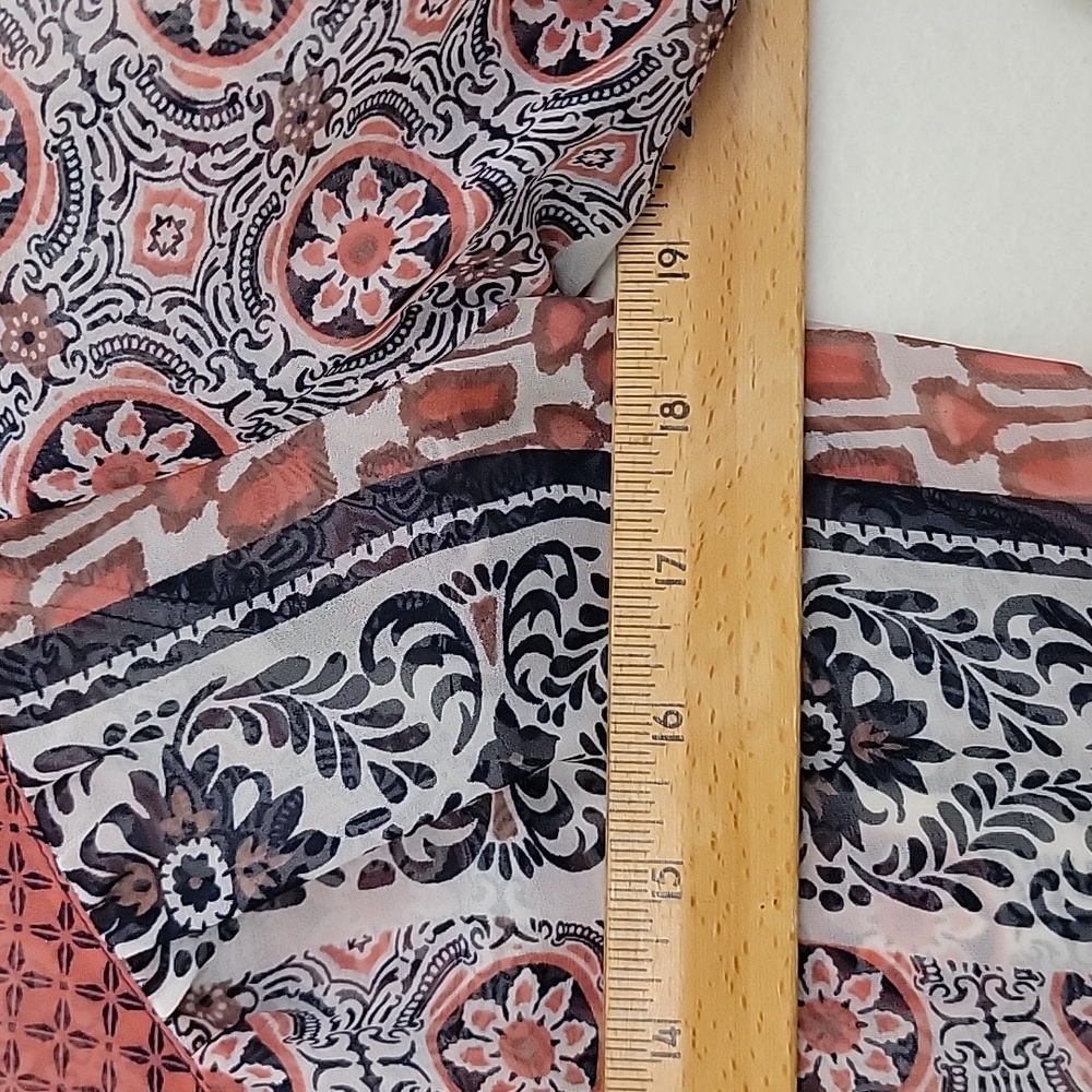American Rag Orange, Navy & Off White Sheer Boho Print M - Picture 10 of 15